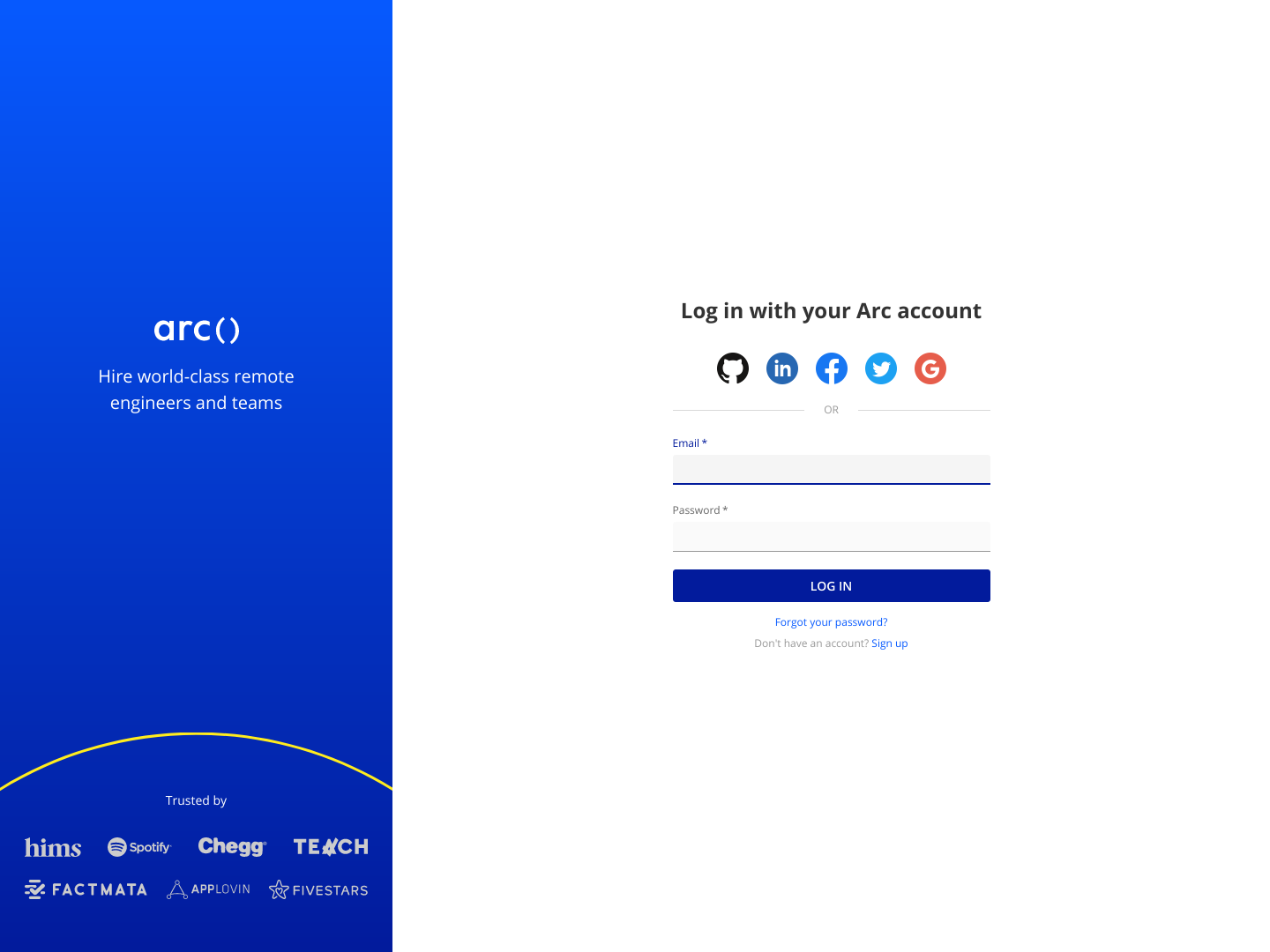 Codementor Login screenshot