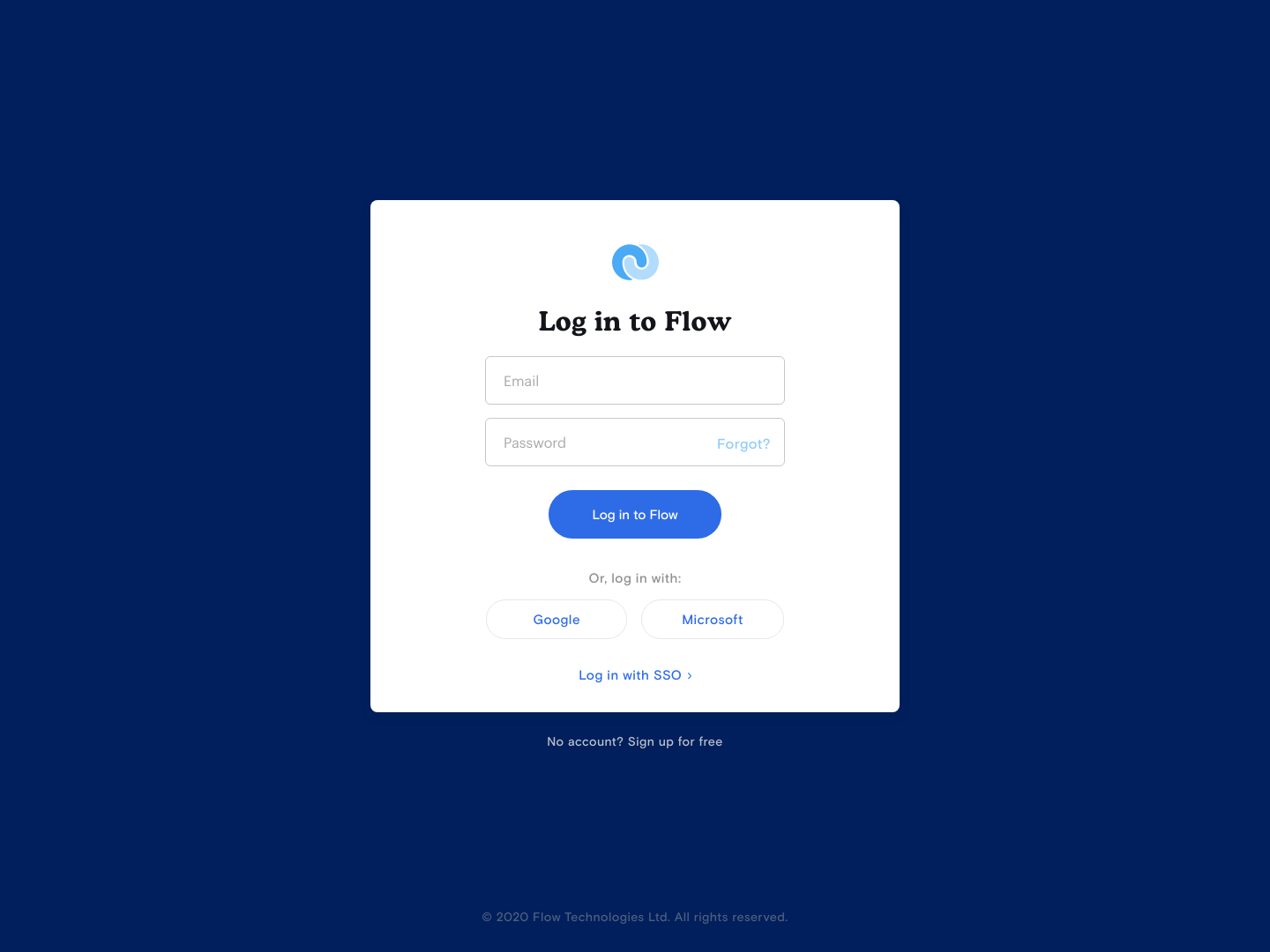 Getflow Login screenshot