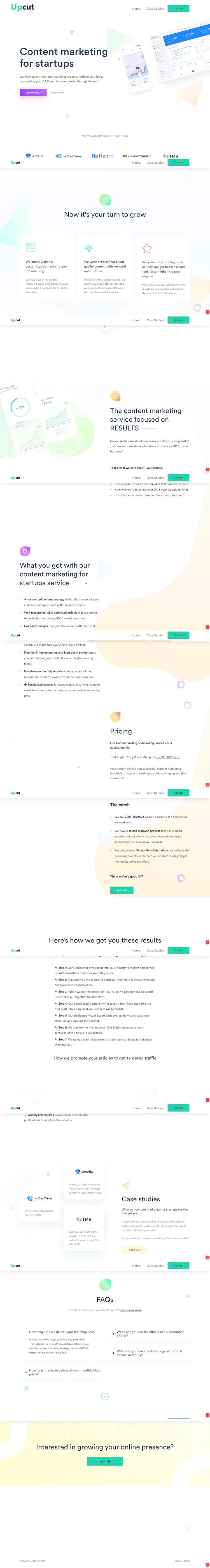 Upcutstudio Landing Page screenshot