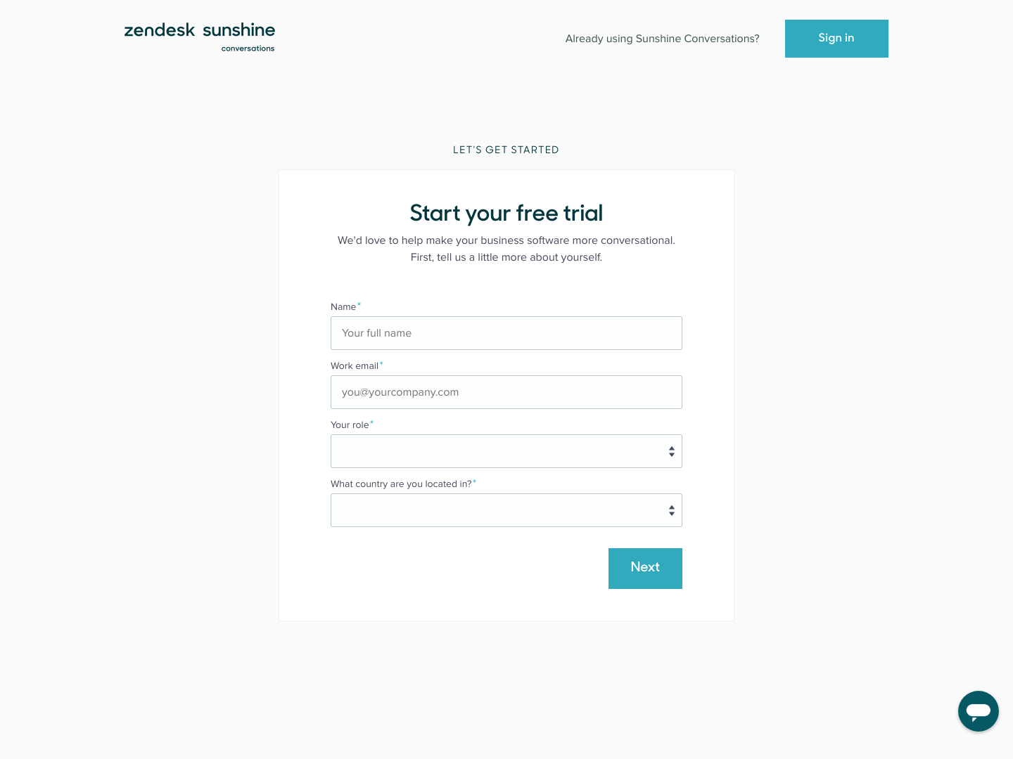 Smooch Signup screenshot