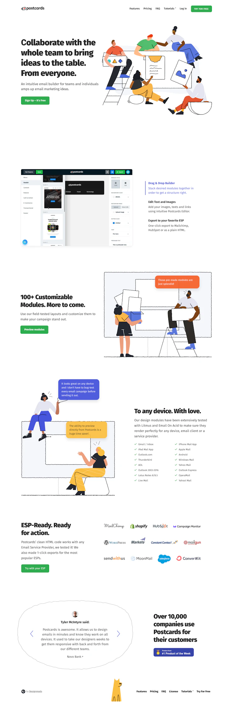 Postcards Landing Page screenshot
