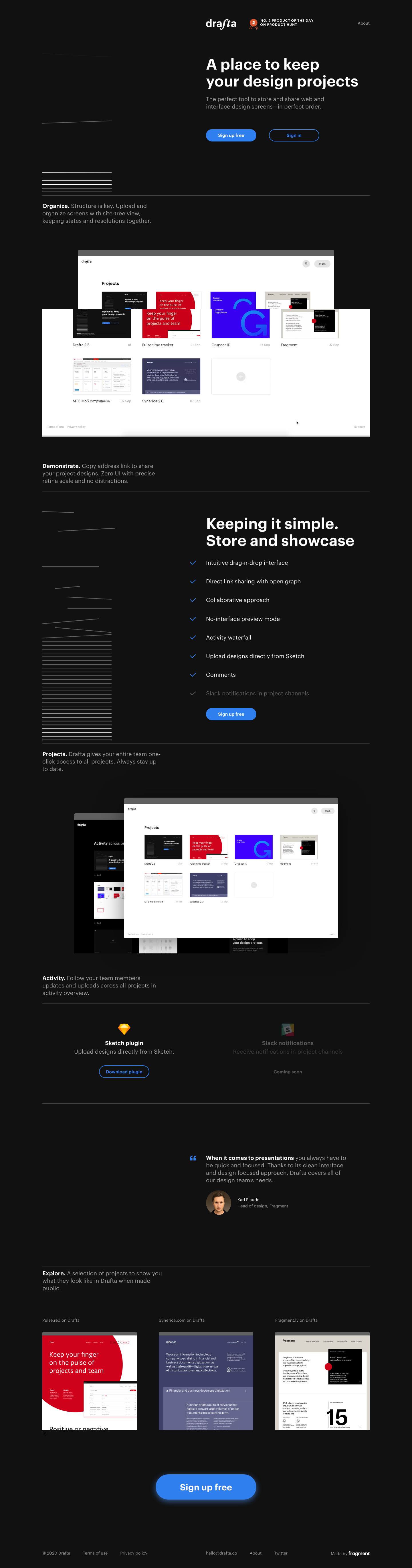 Drafta Landing Page screenshot