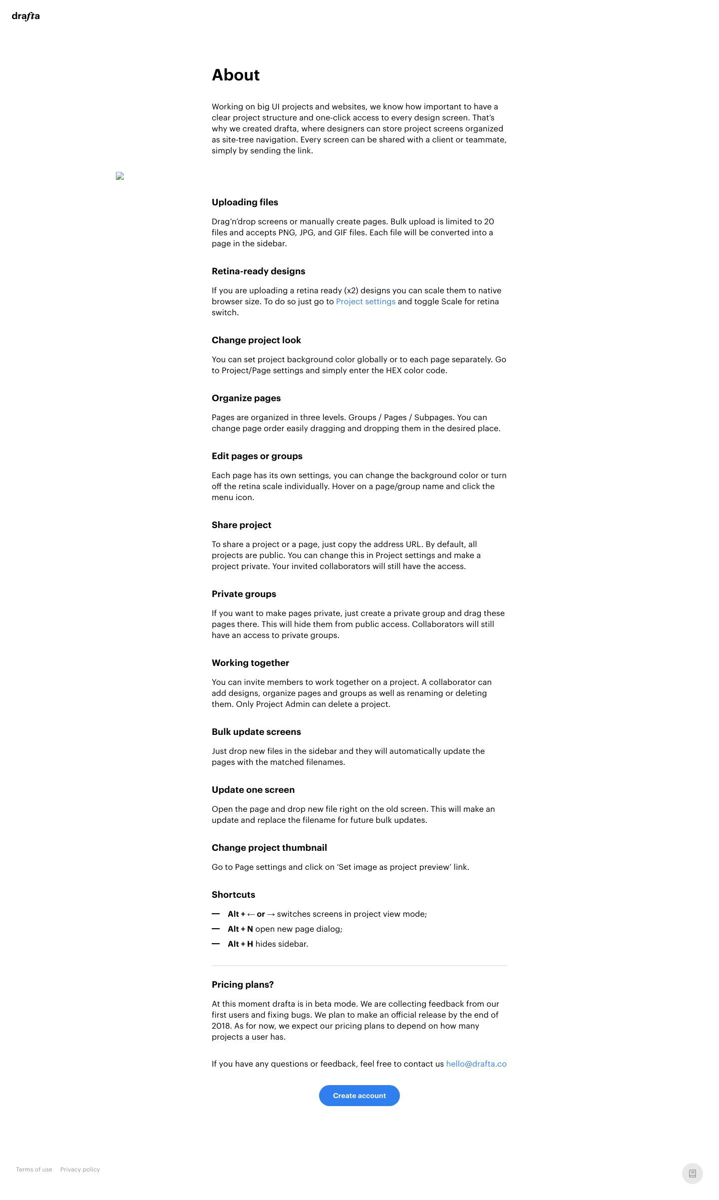 Drafta About screenshot