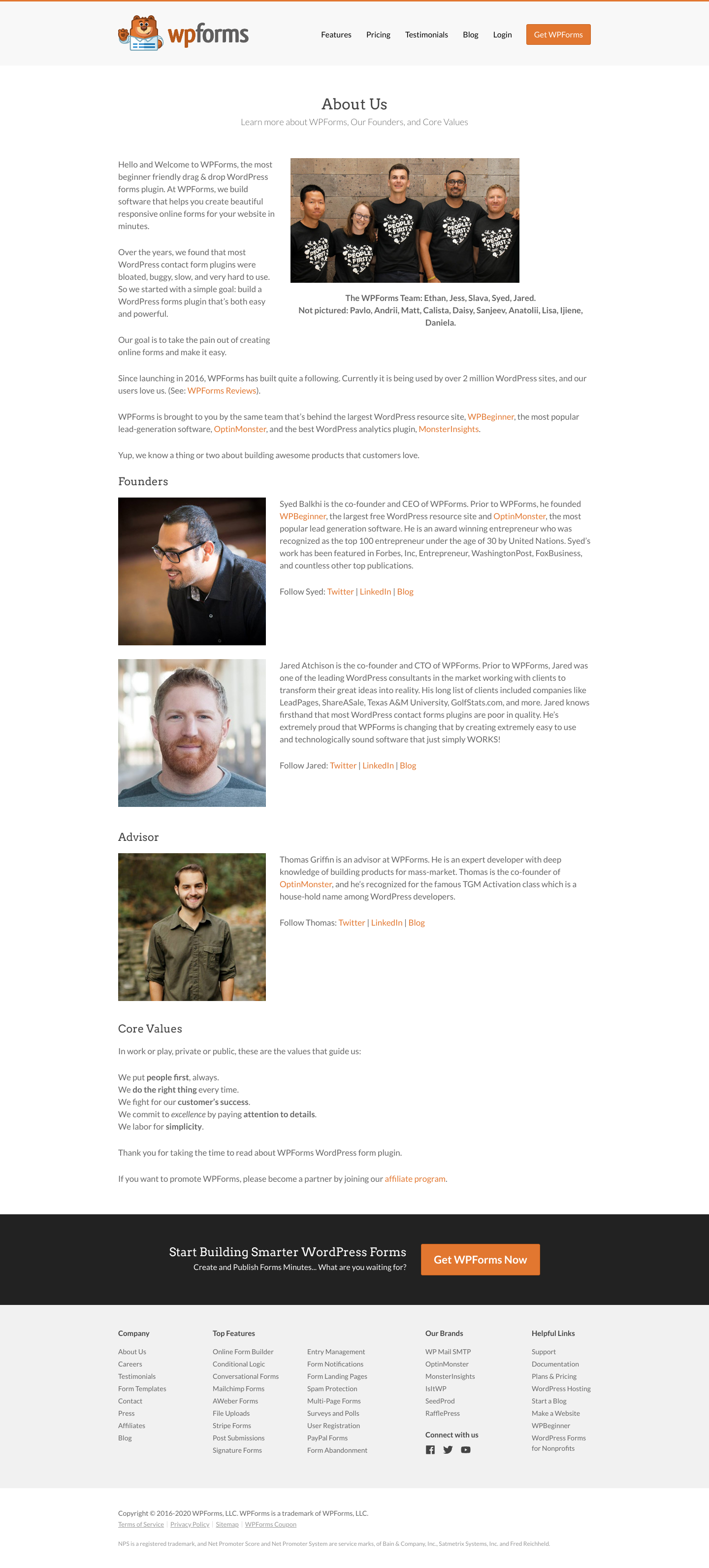 Wpforms About screenshot