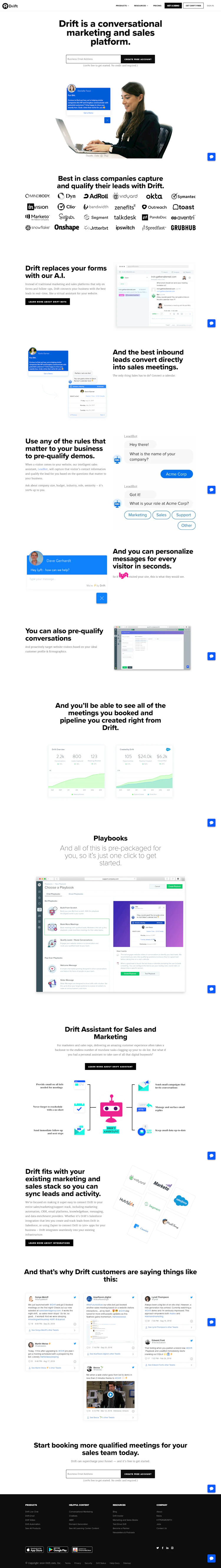 Drift Landing Page screenshot
