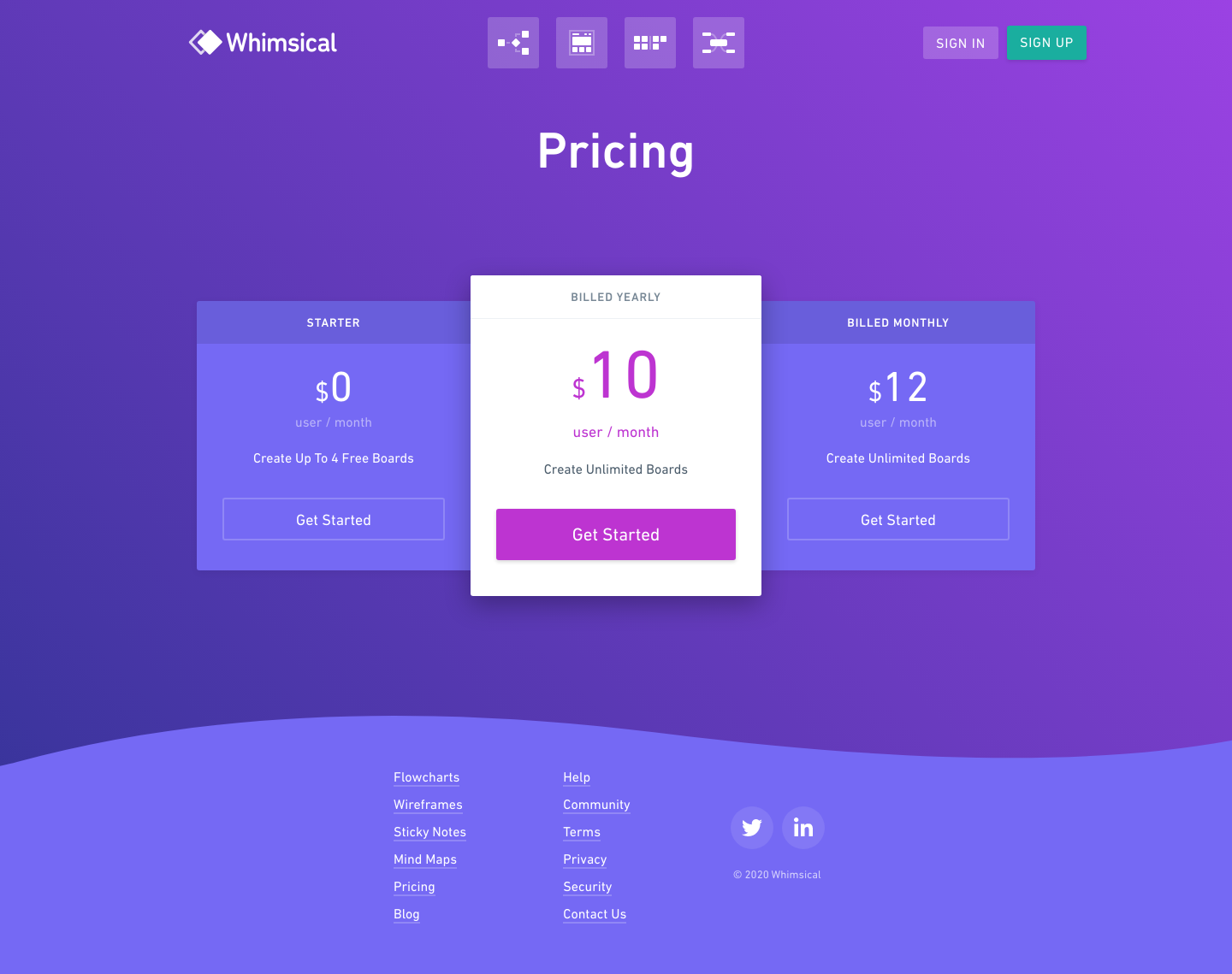 Whimsical Pricing screenshot