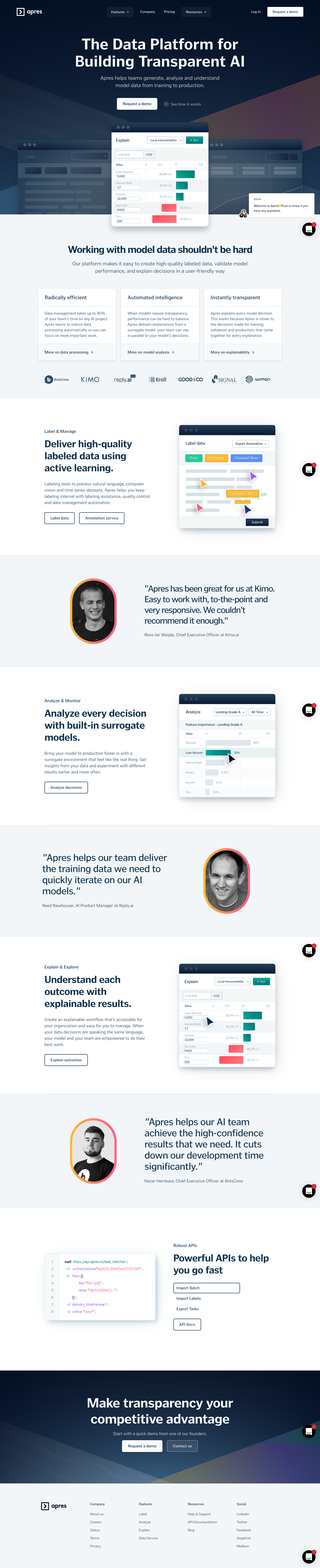 Apres Landing Page screenshot