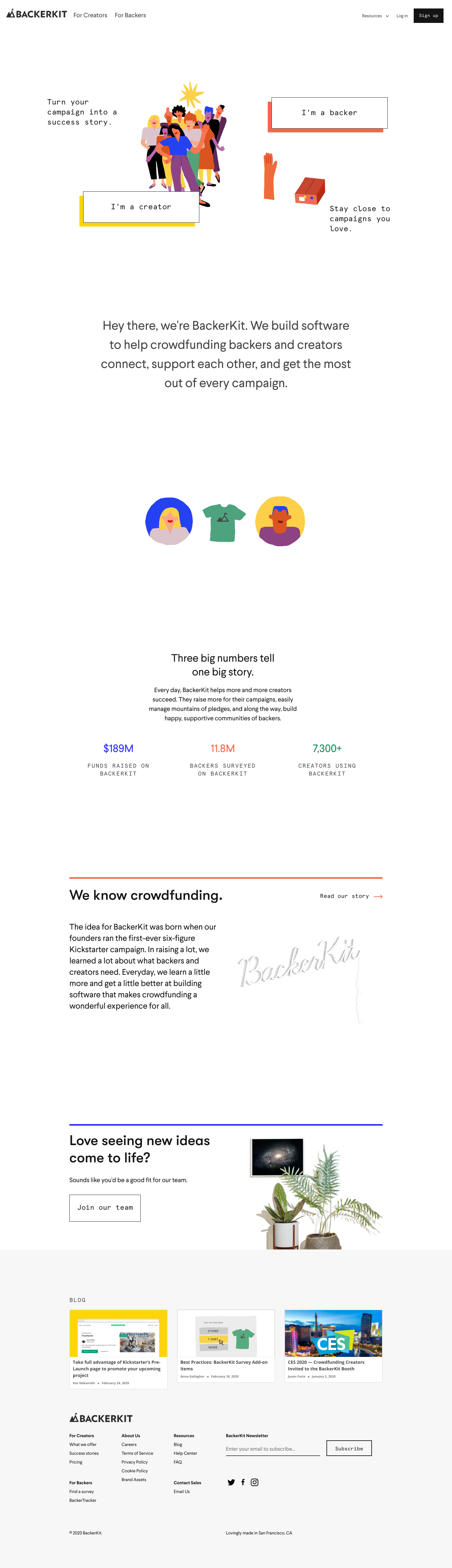 Backerkit Landing Page screenshot