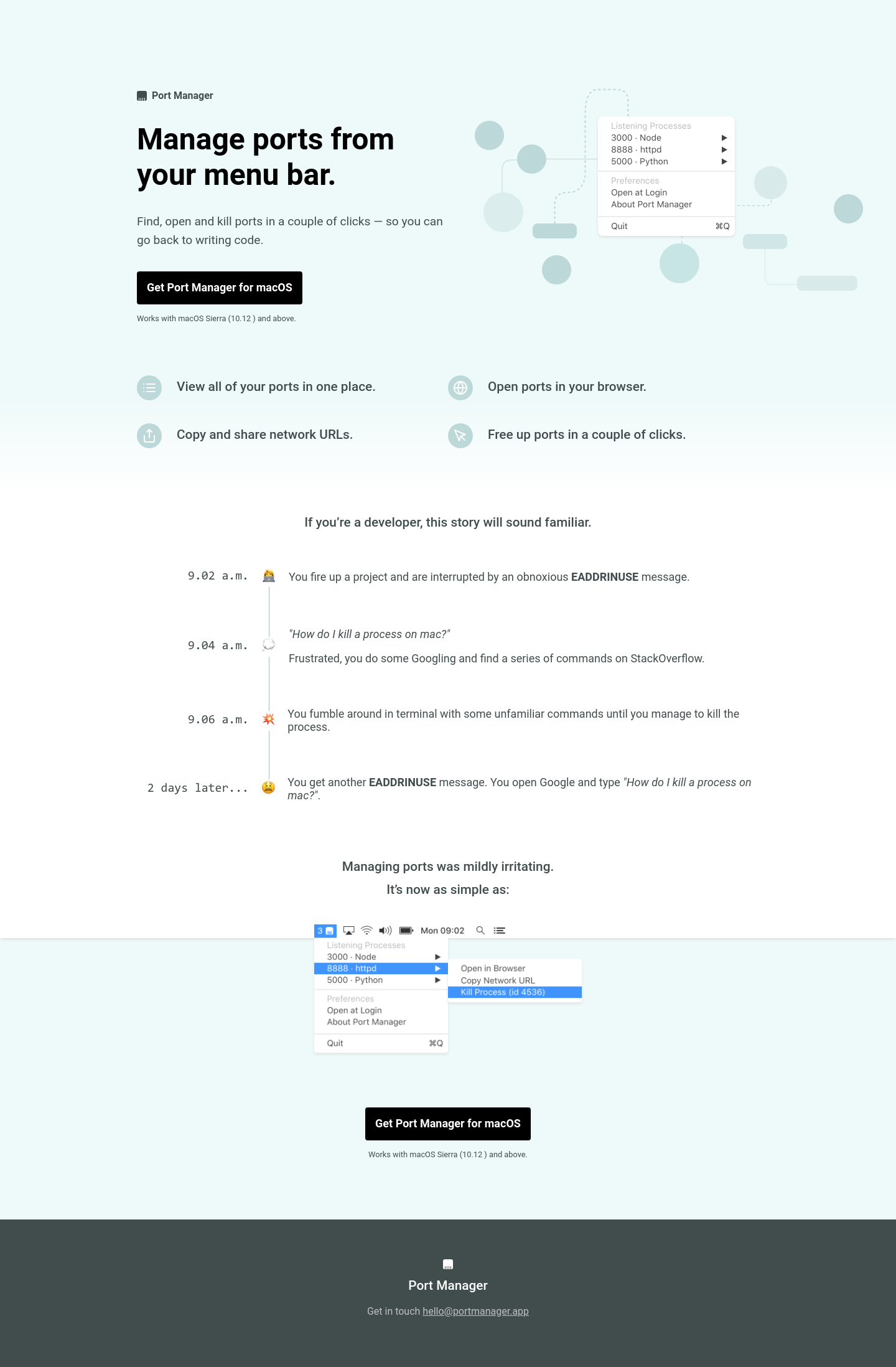 Portmanager Landing Page screenshot