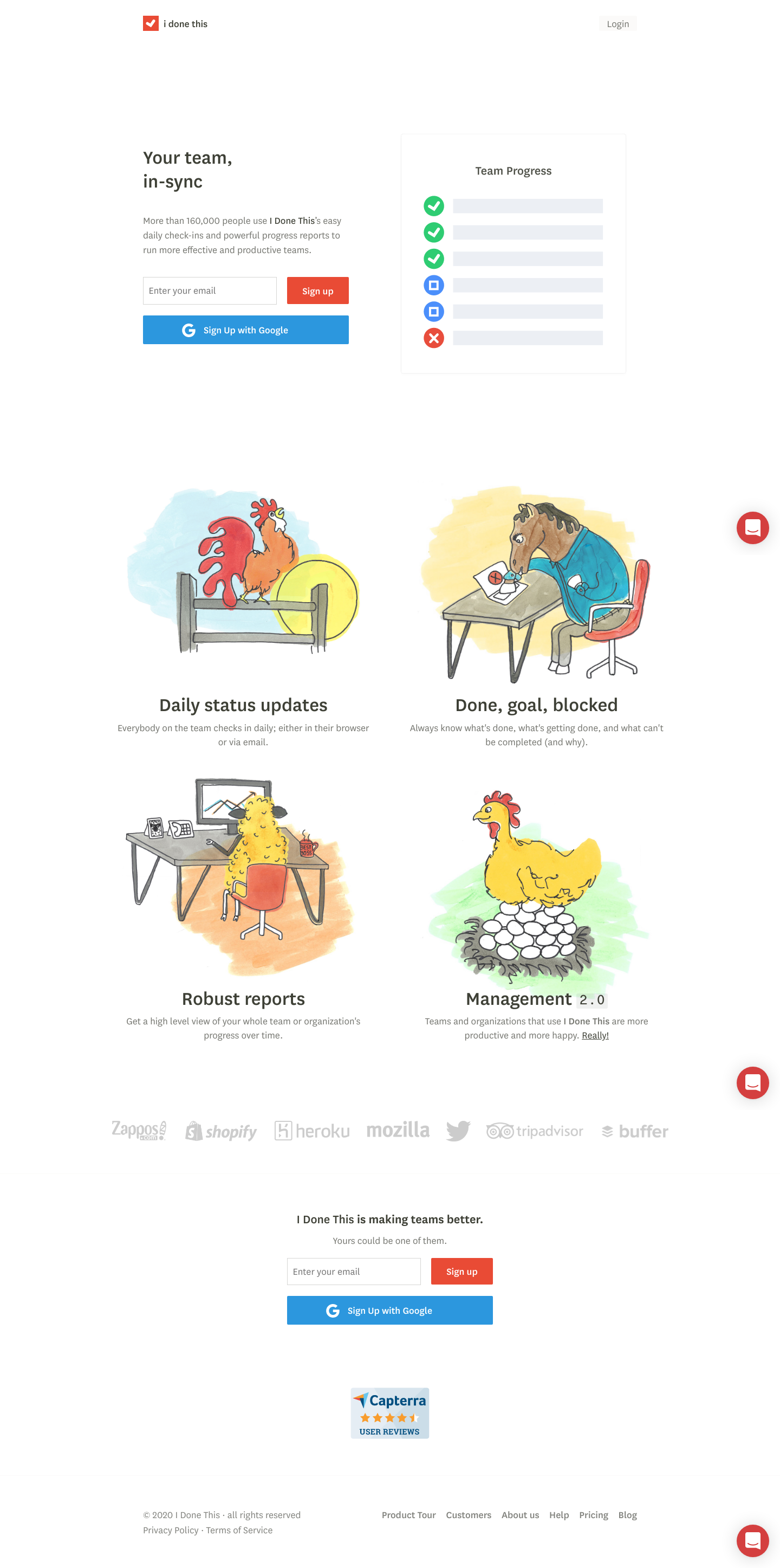 Idonethis Landing Page screenshot