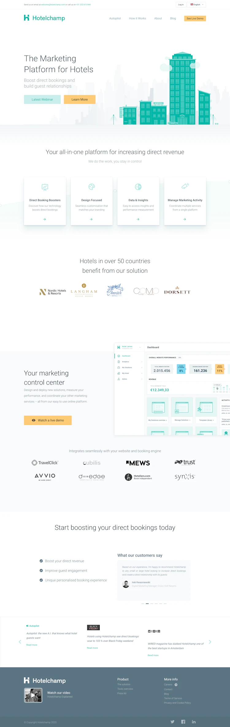 Hotelchamp Landing Page screenshot
