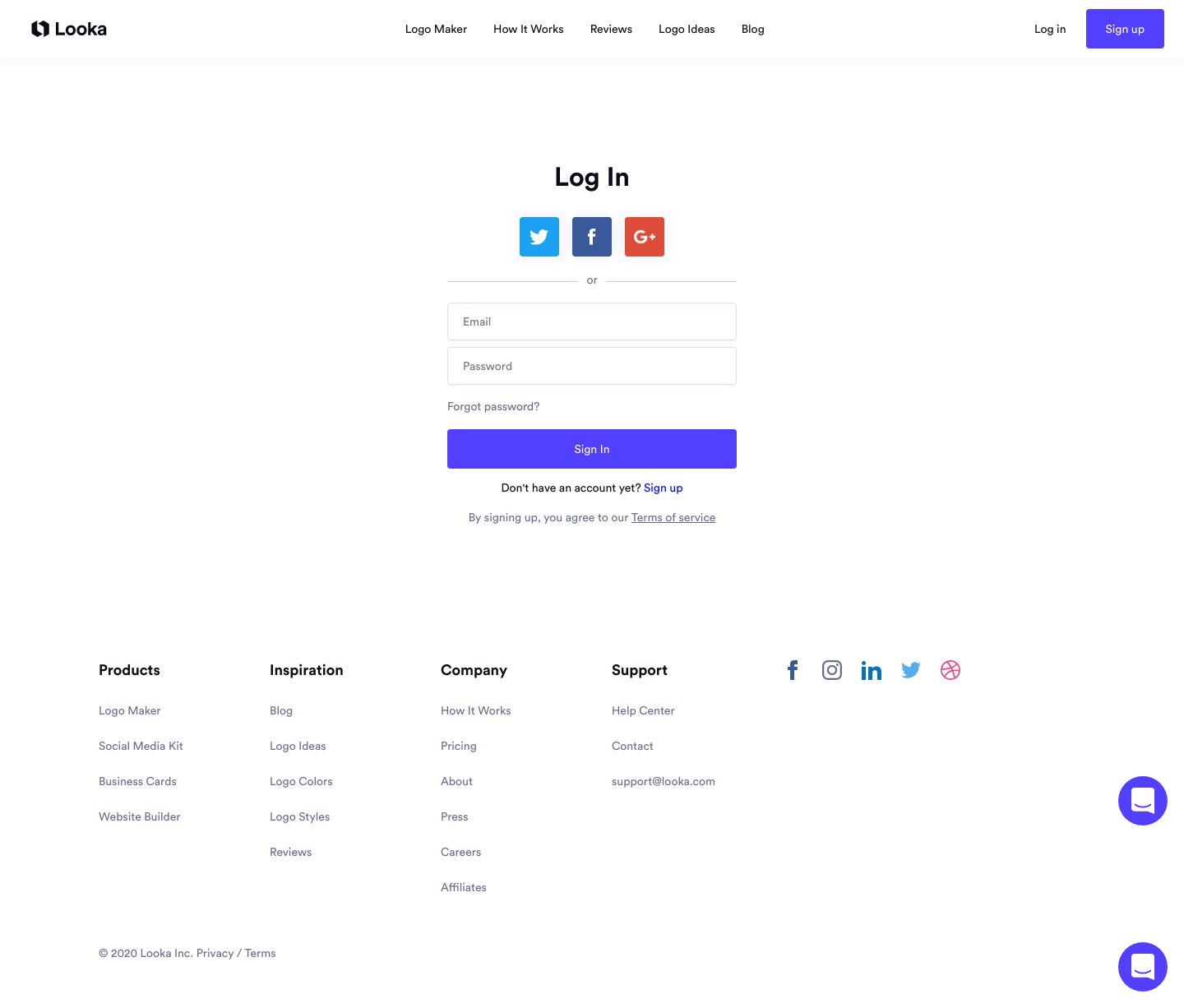 Logojoy Login screenshot