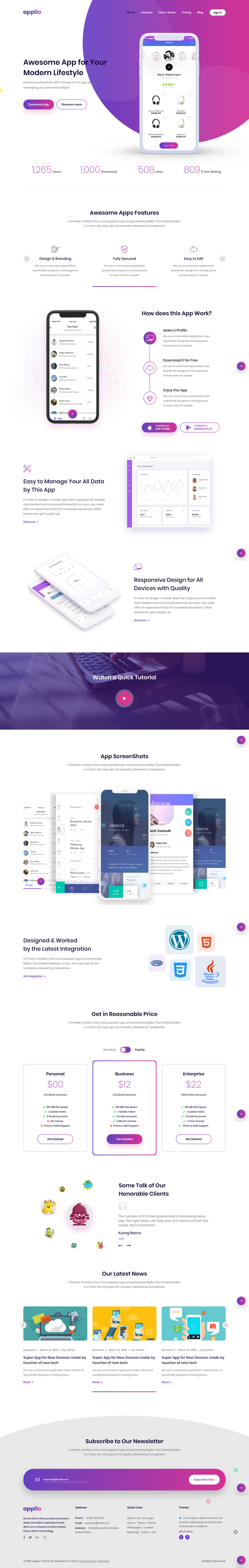 Appilo template screenshot