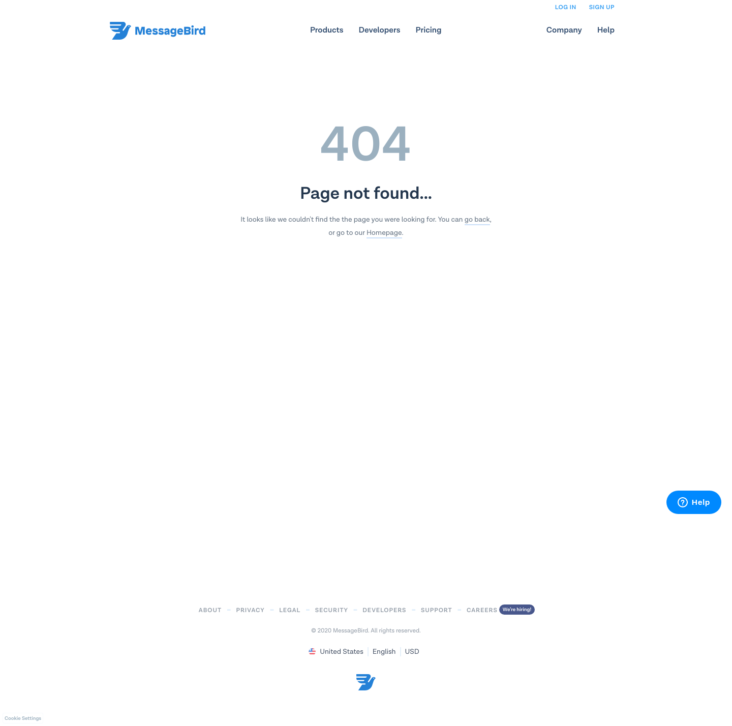 Messagebird Notfound screenshot