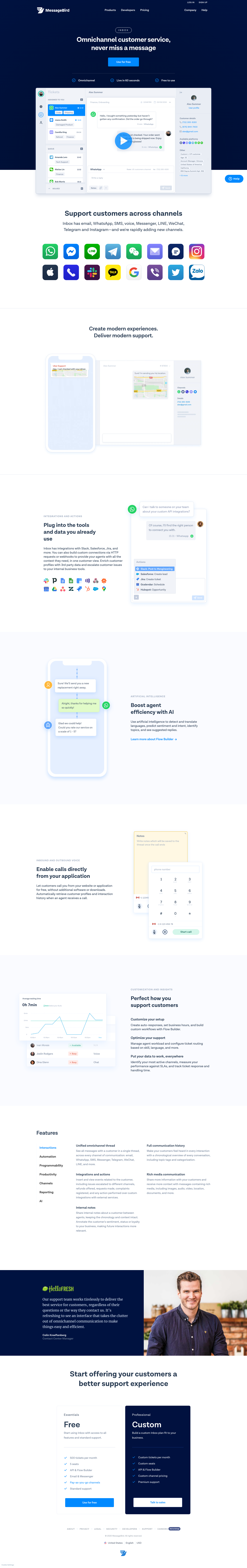 Messagebird Landing Page screenshot