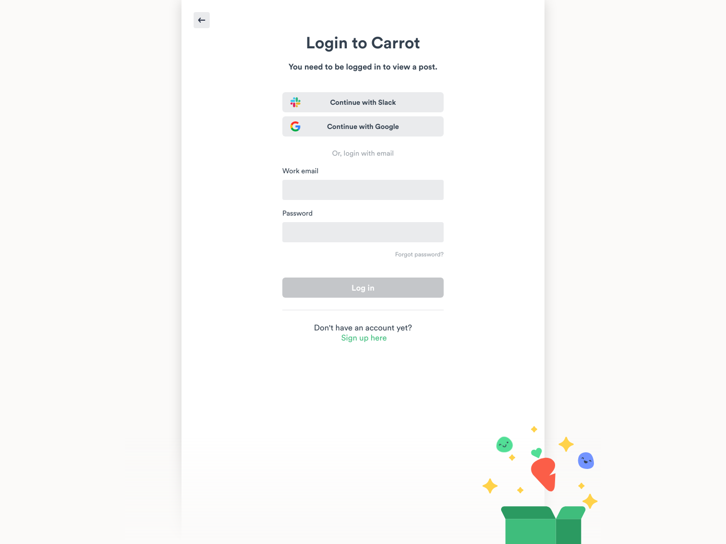 Carrot Signup screenshot