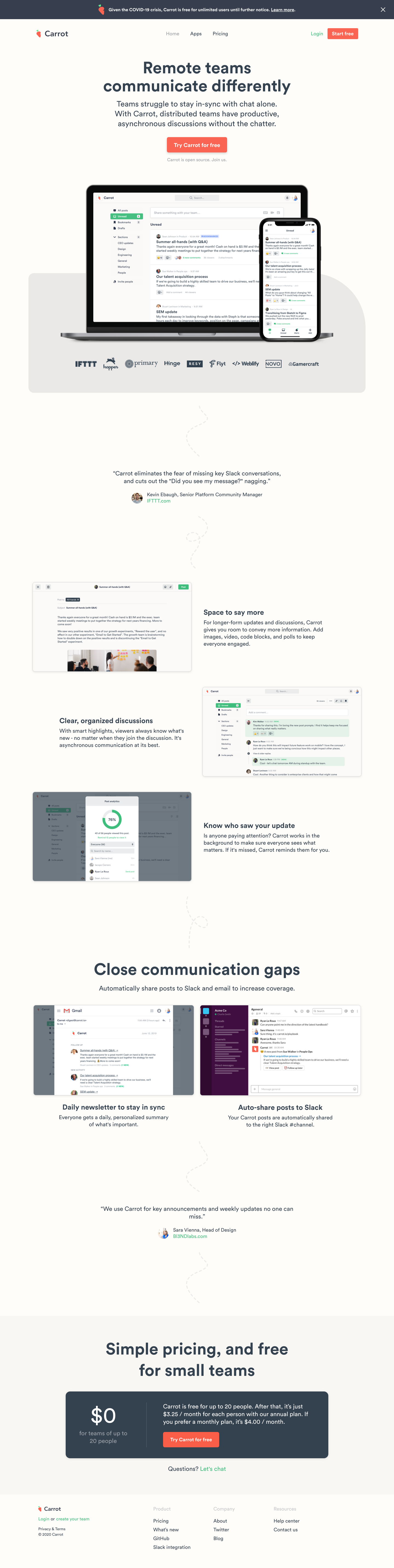 Carrot Landing Page screenshot