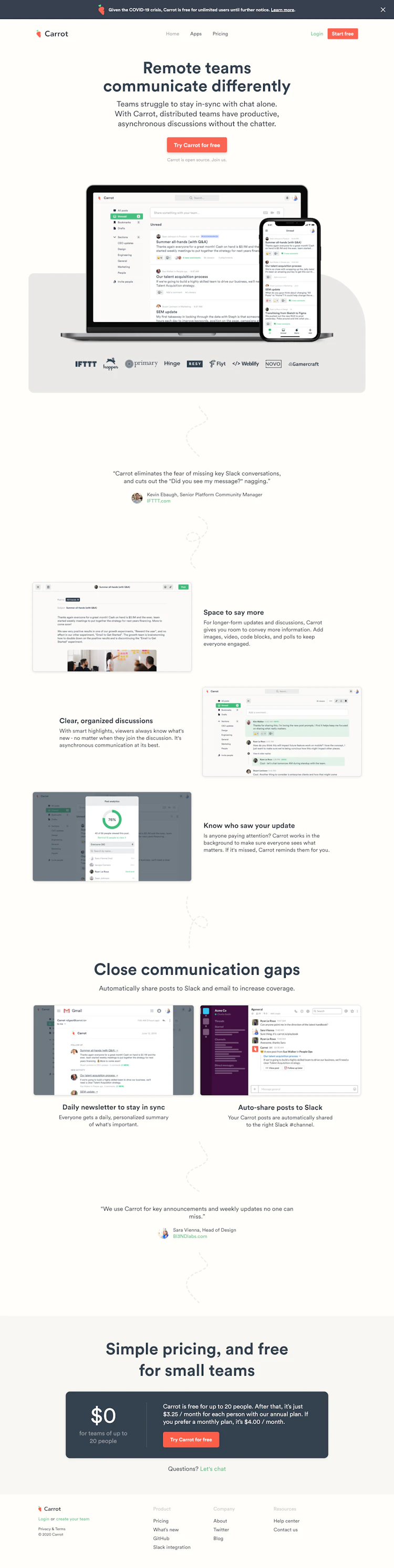 Carrot Landing Page screenshot