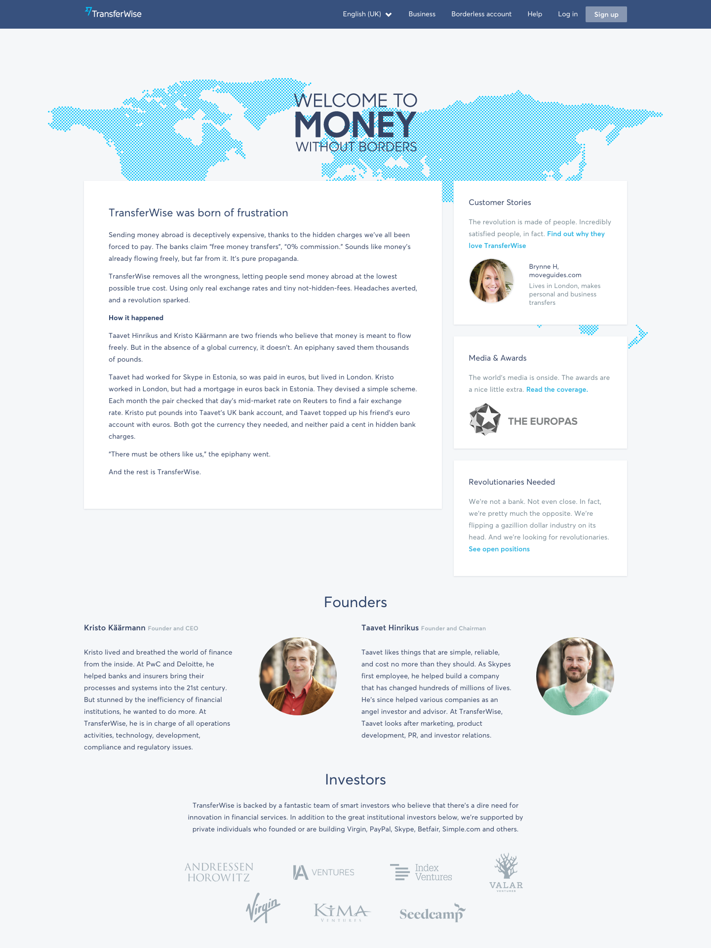 Transferwise About screenshot