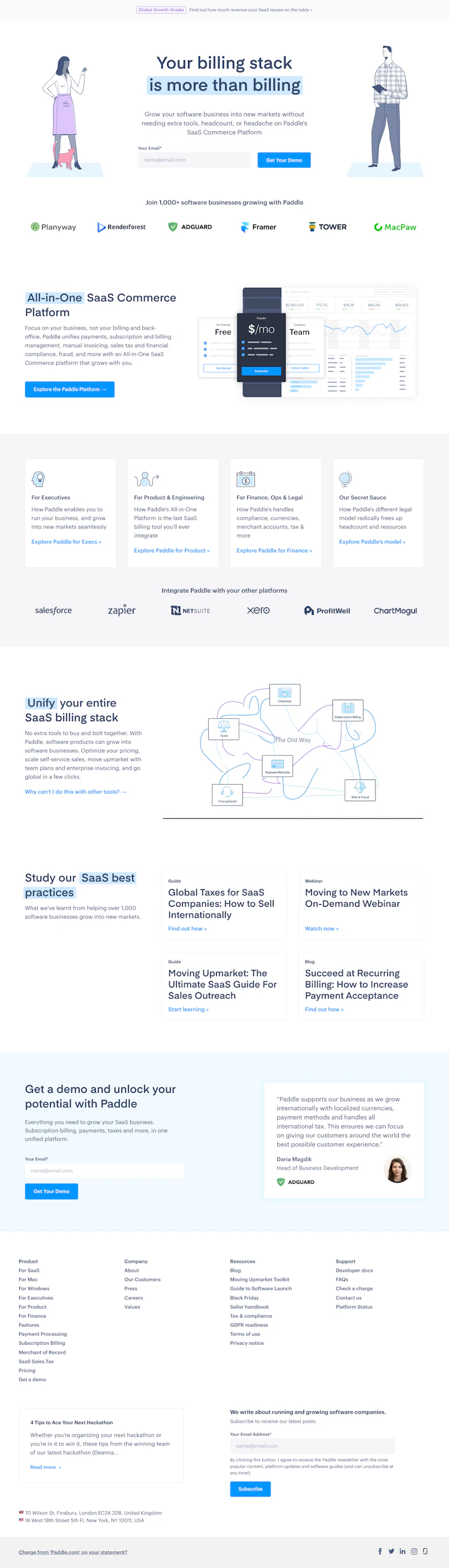 Paddle Landing Page screenshot