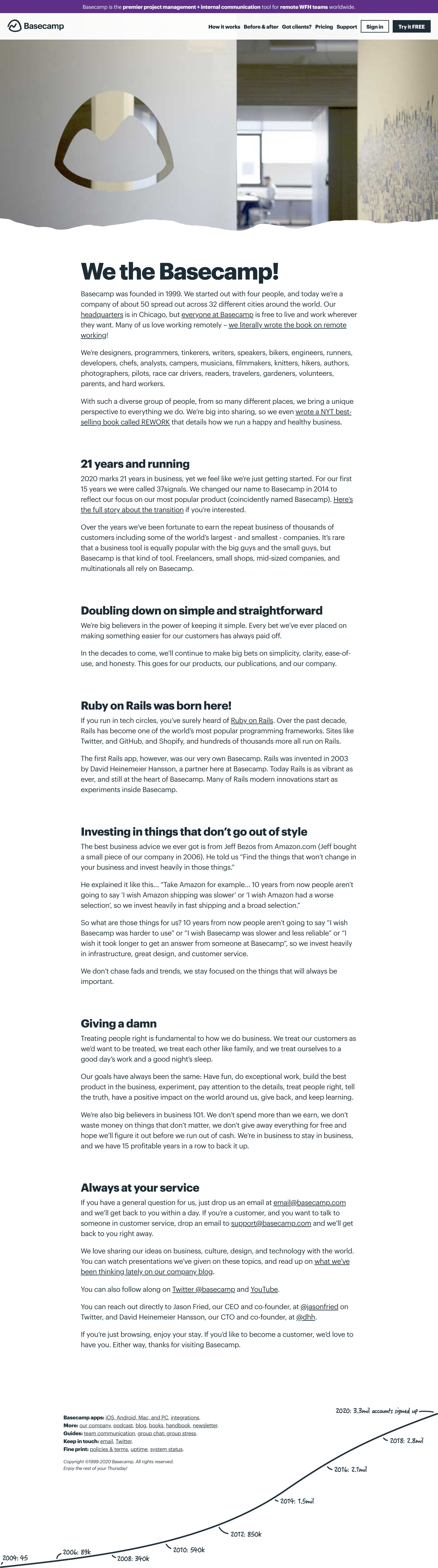 Basecamp About screenshot