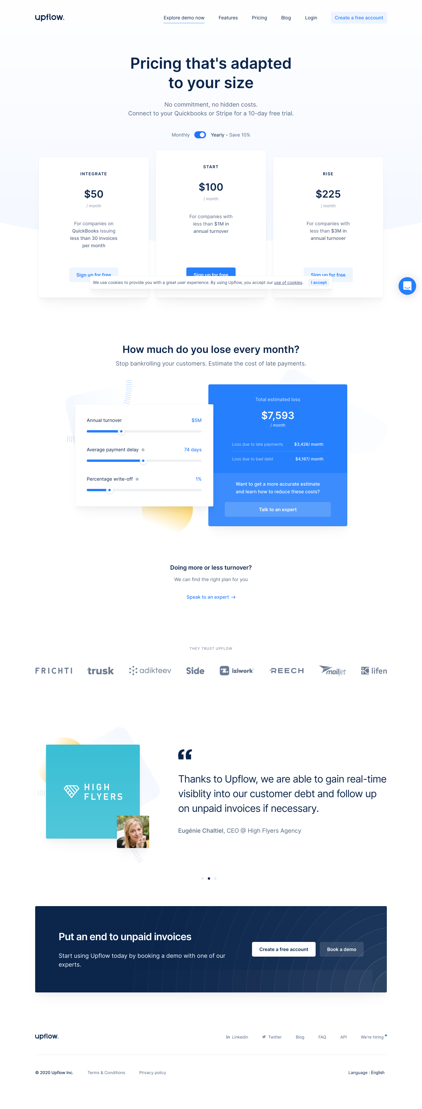 Upflow Pricing screenshot