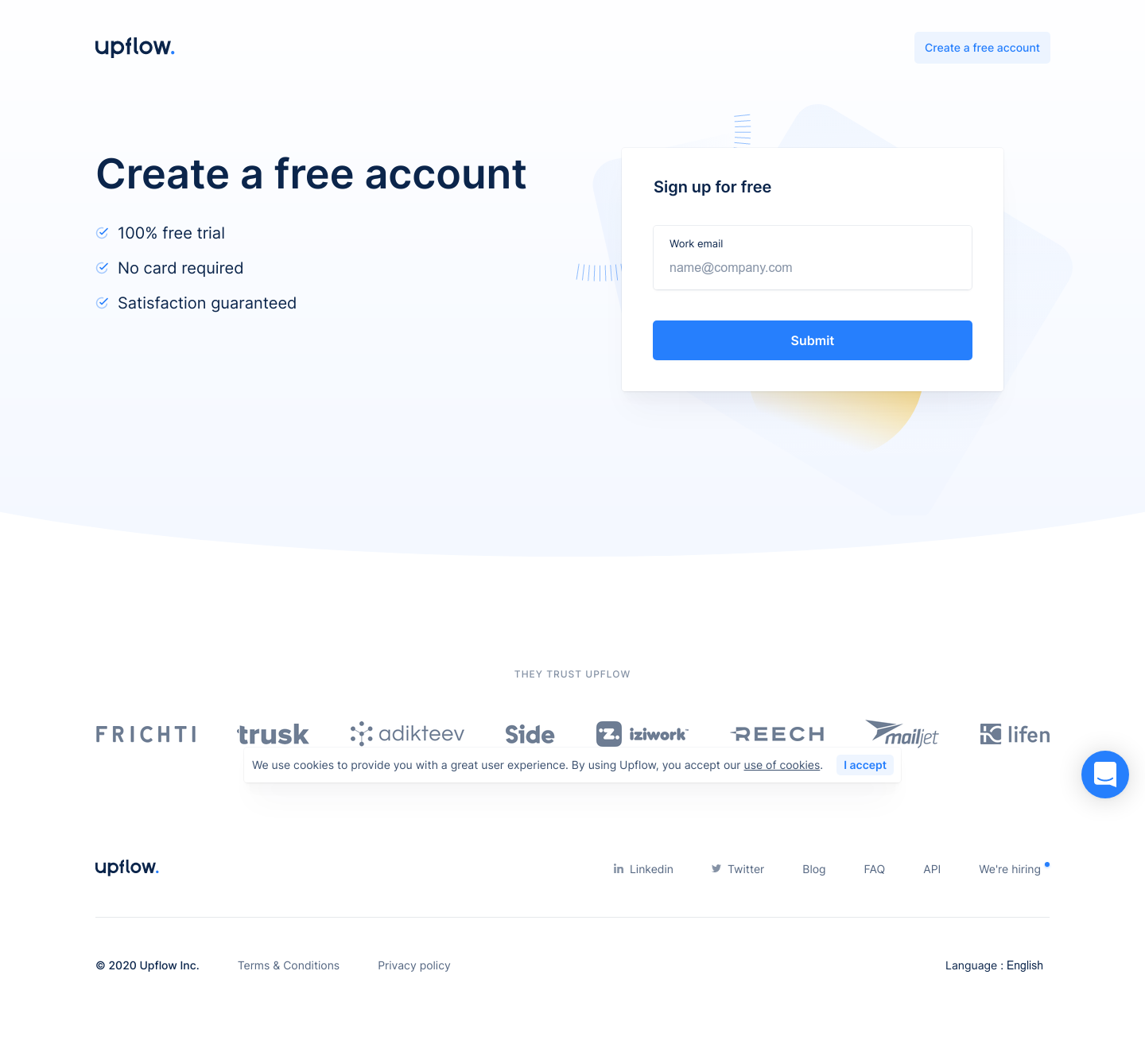 Upflow Signup screenshot