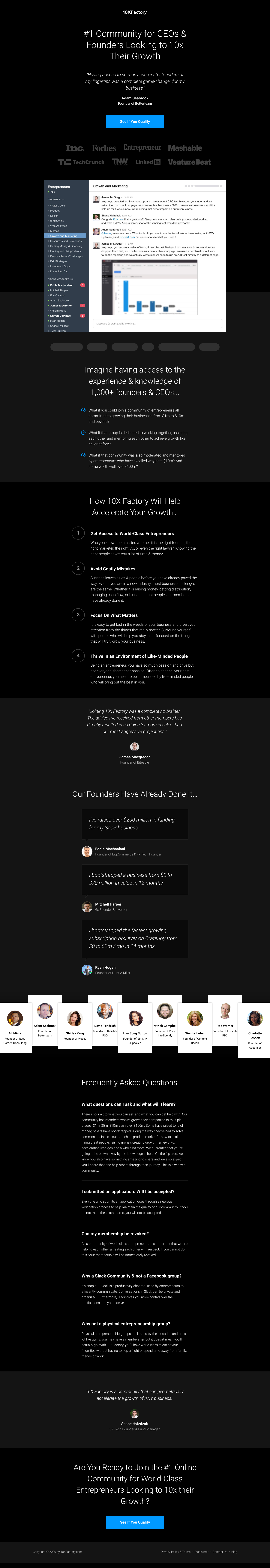 10xfactory Landing Page screenshot