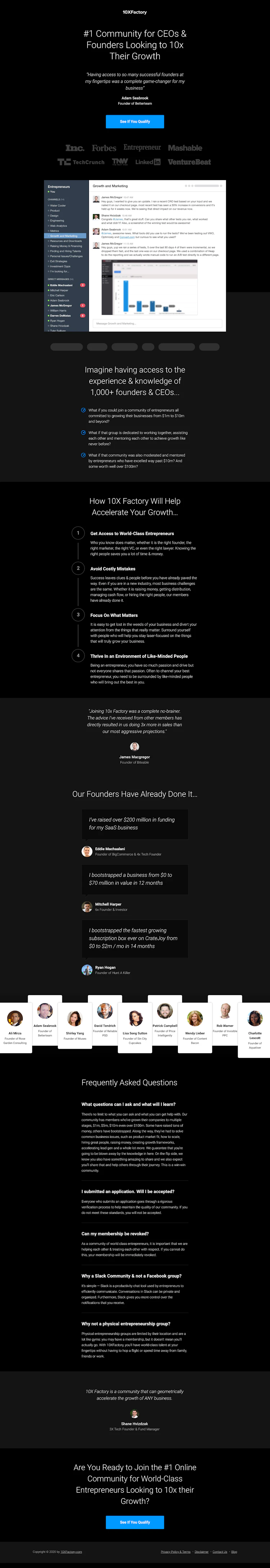 10xfactory Landing Page screenshot