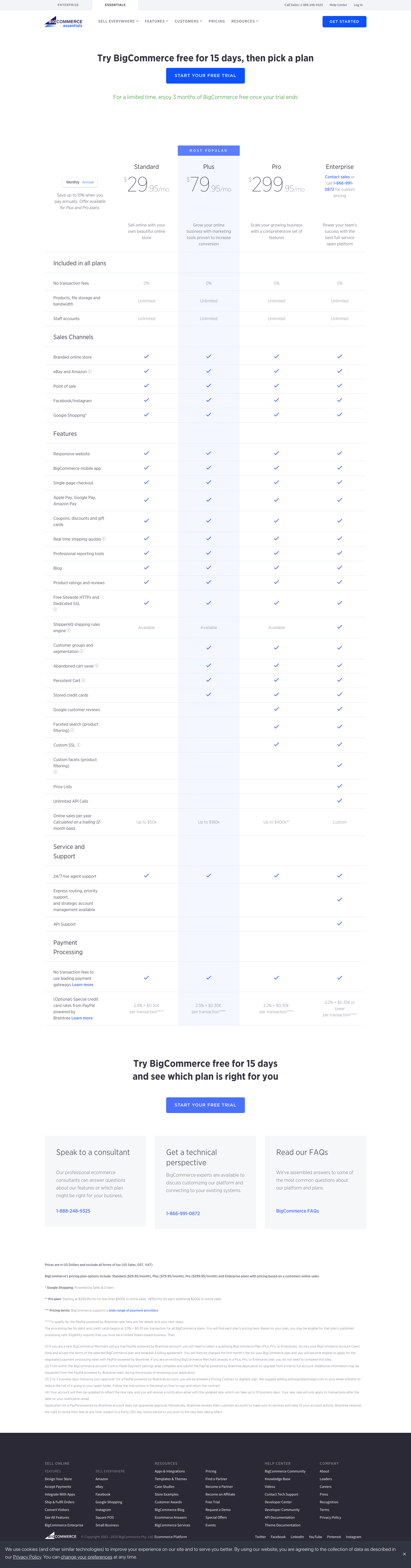 Bigcommerce Pricing screenshot
