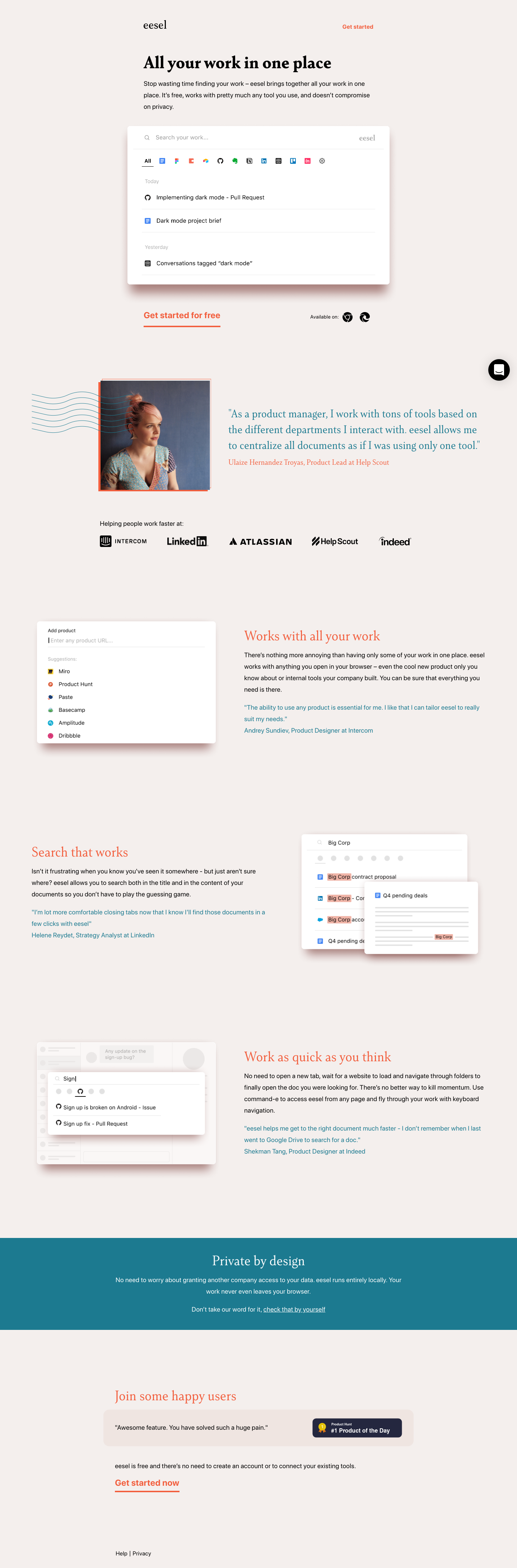 Eesel Landing Page screenshot