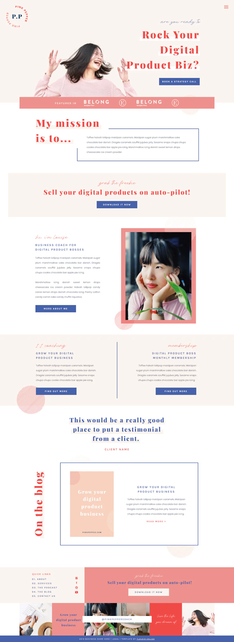 Pink Pepper Landing Page screenshot