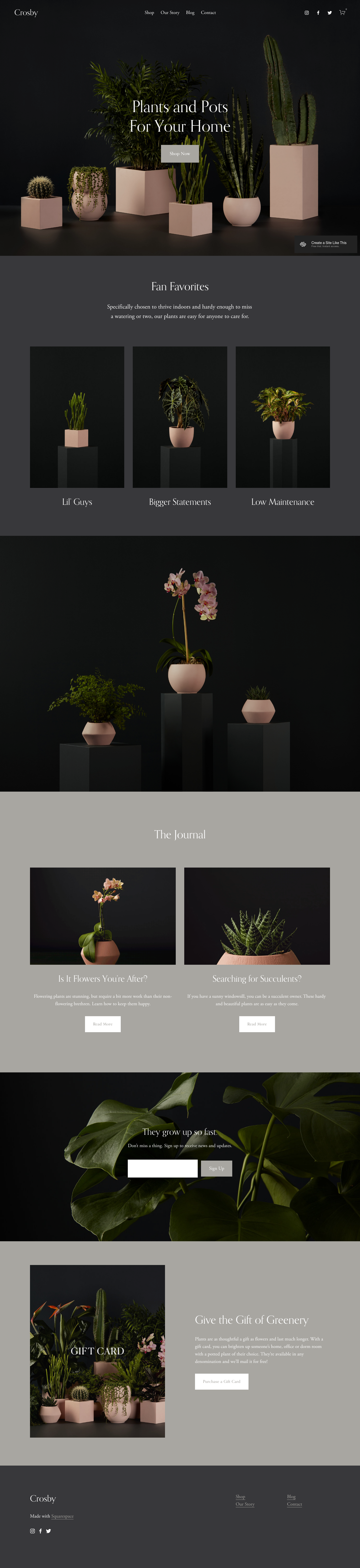 Crosby Landing Page screenshot