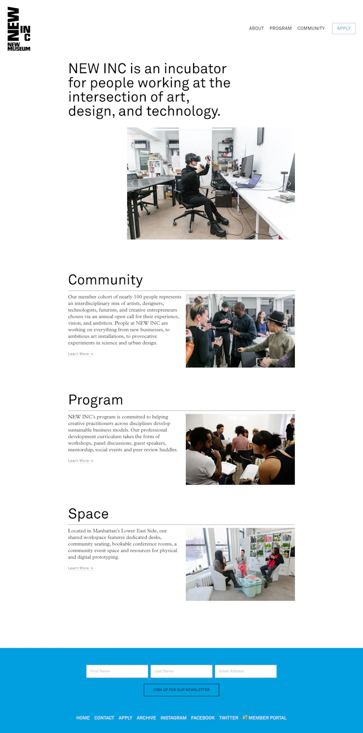 Newinc Landing Page screenshot