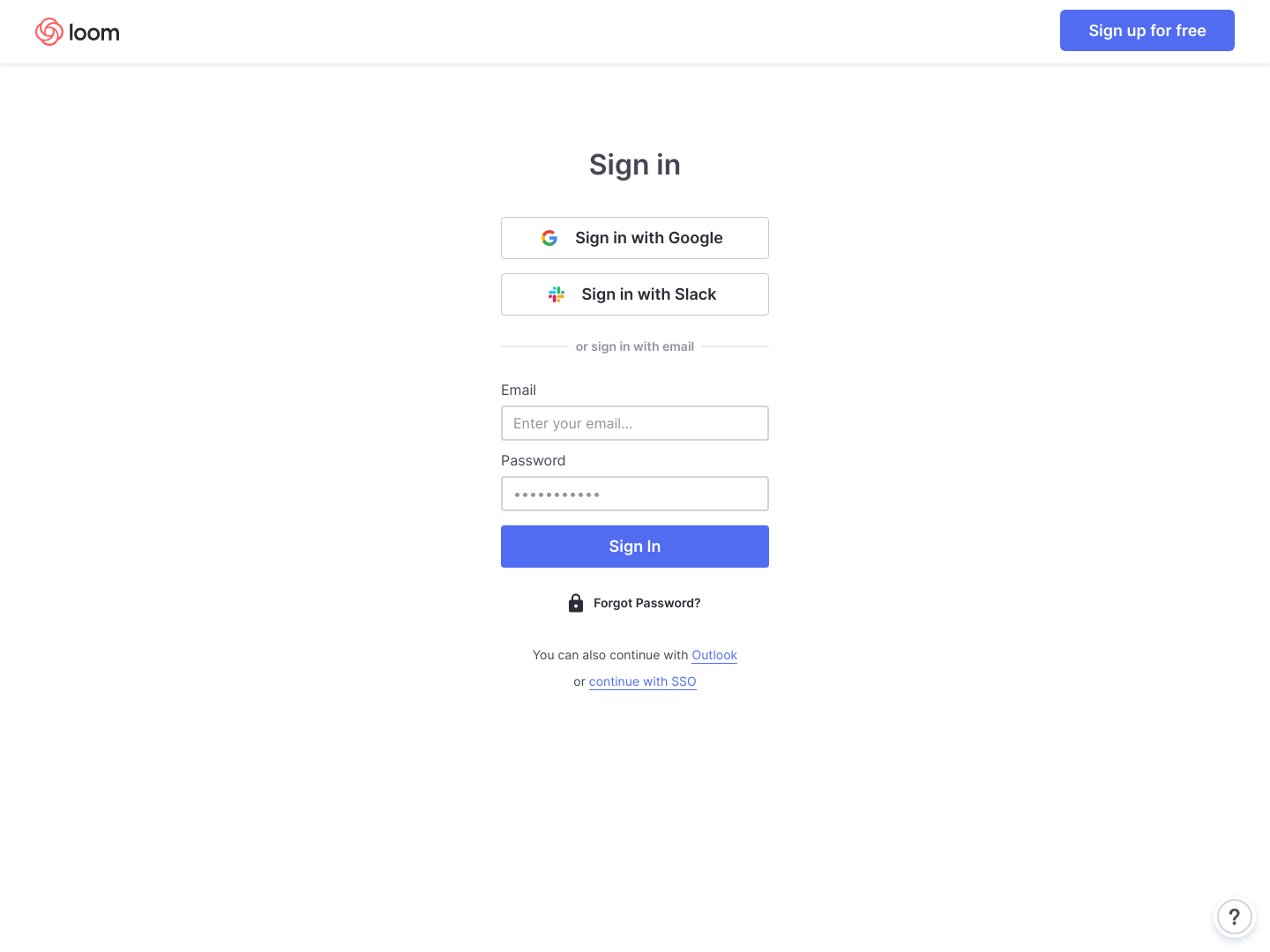 Loom Login screenshot