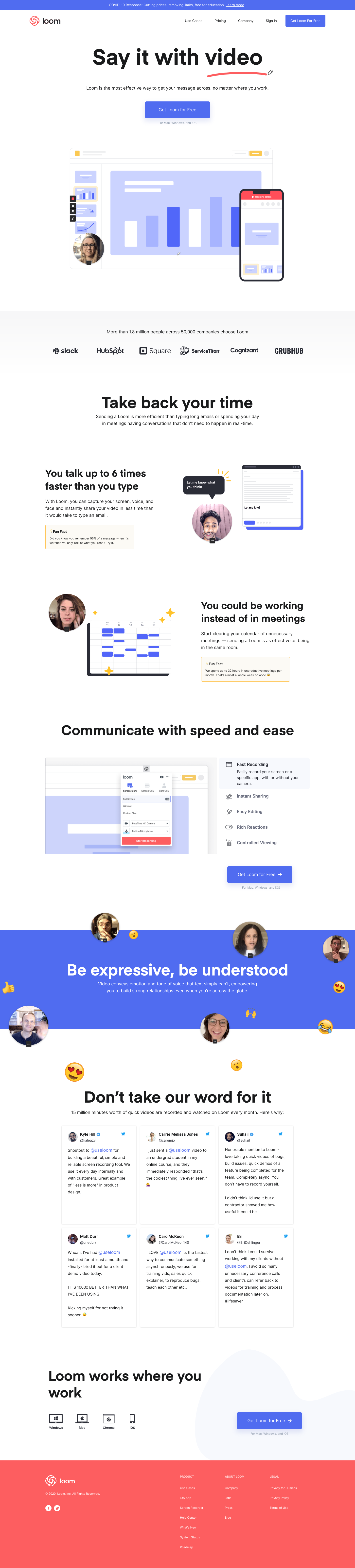 Loom Landing Page screenshot