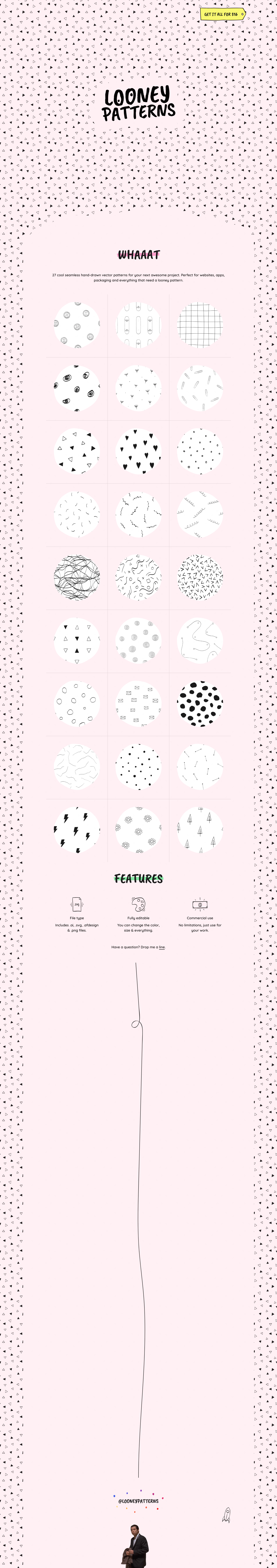 Looneypatterns Landing Page screenshot