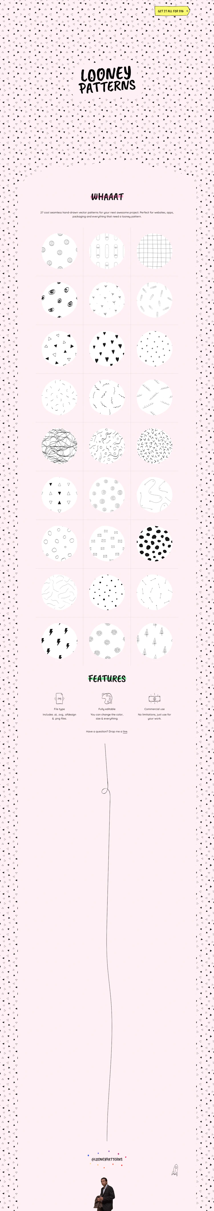 Looneypatterns Landing Page screenshot