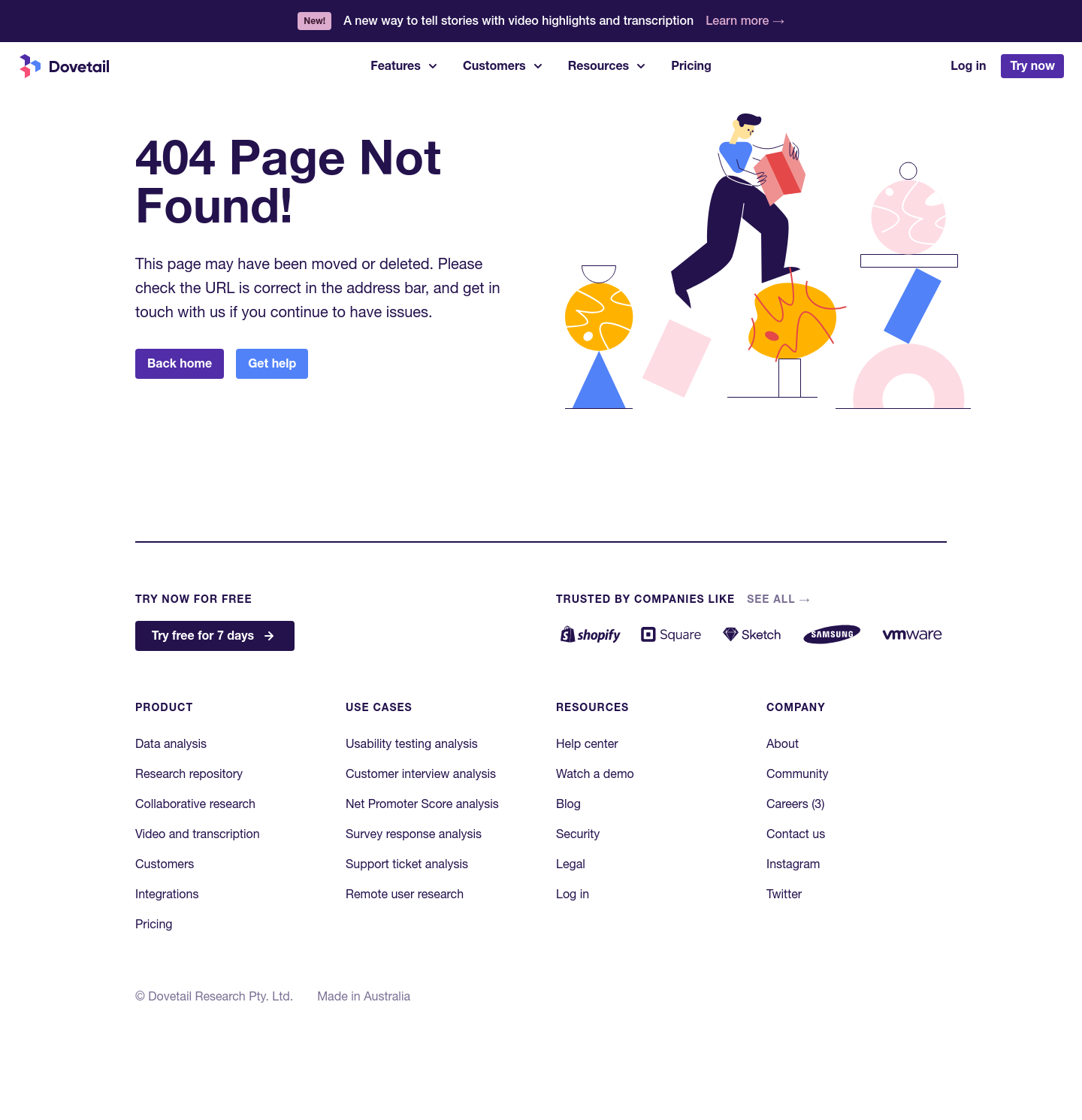 Dovetail Notfound screenshot
