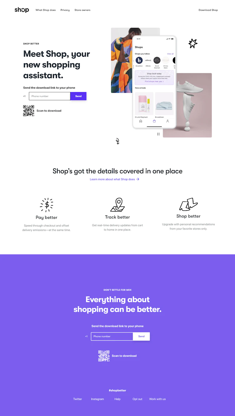 Shop Landing Page screenshot