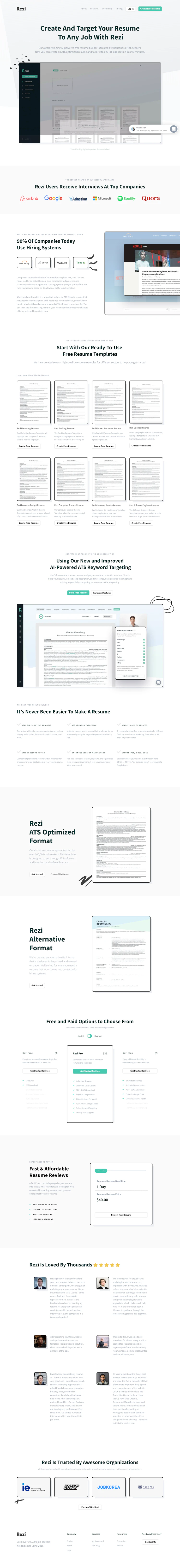 Rezi Landing Page screenshot