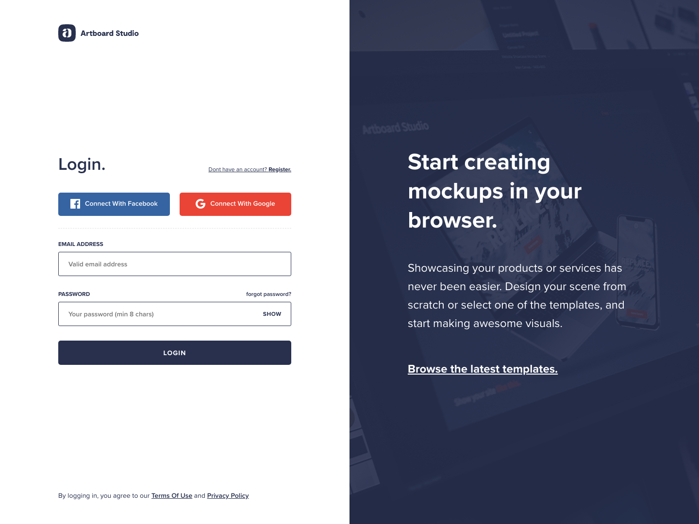 Artboard Login screenshot