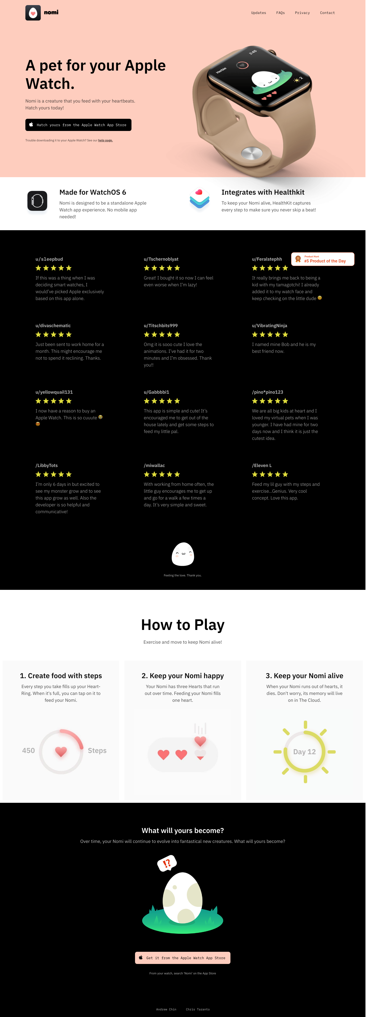 Nomi Landing Page screenshot