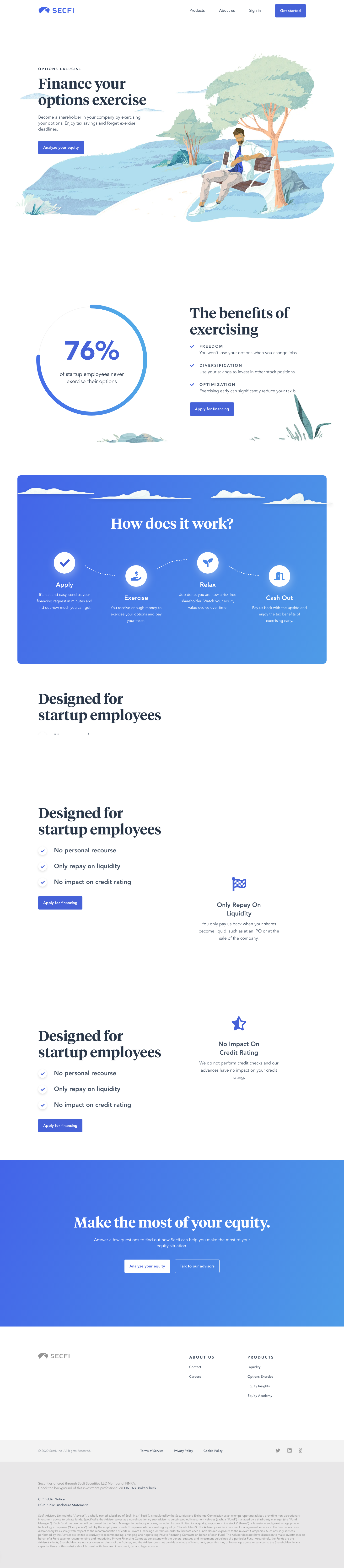 Secfi Landing Page screenshot