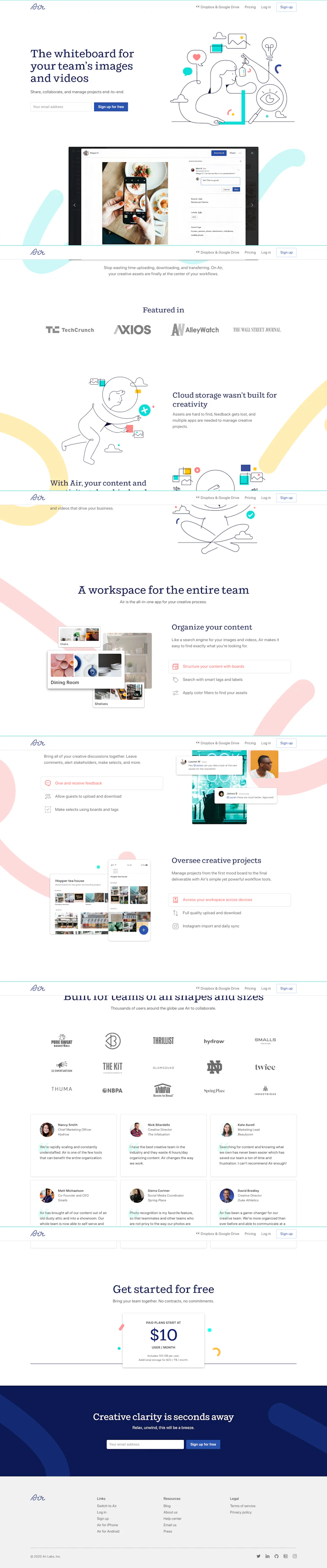 Air Landing Page screenshot