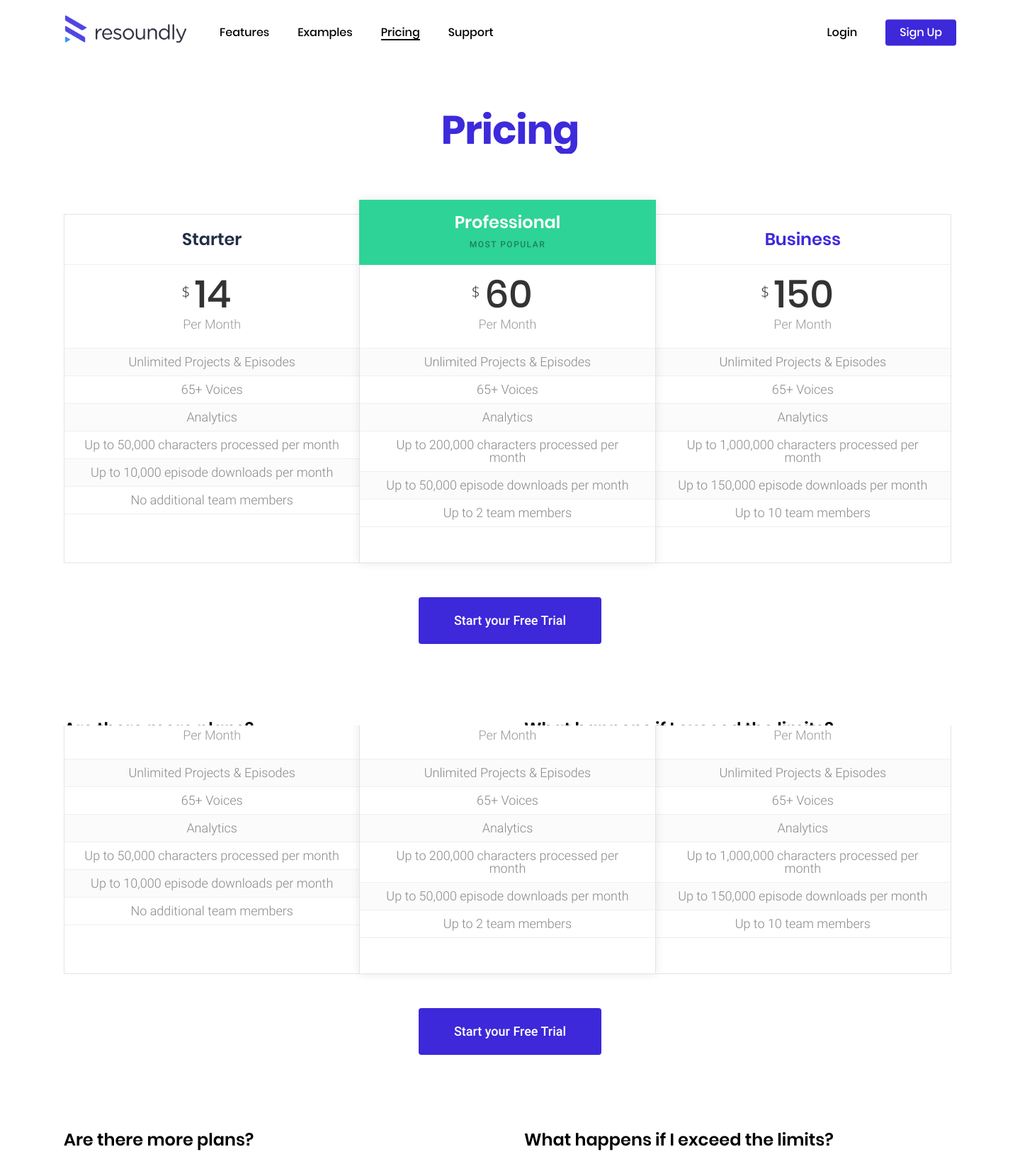 Resound Pricing screenshot