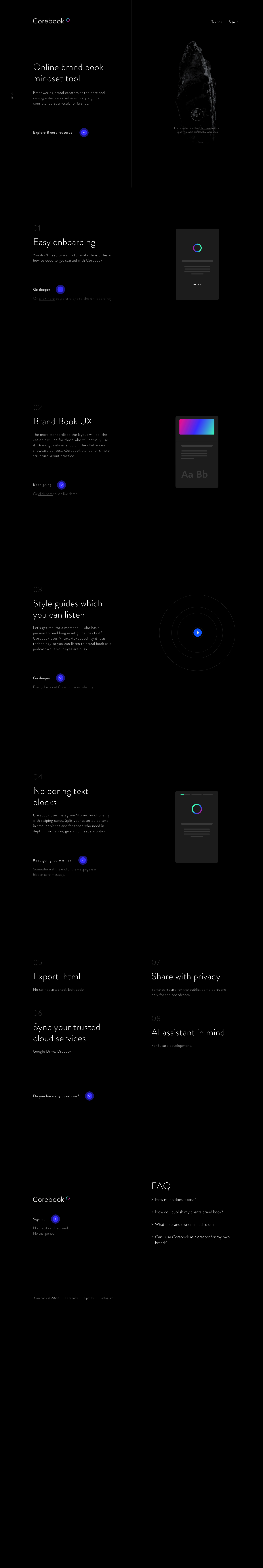 Corebook Landing Page screenshot