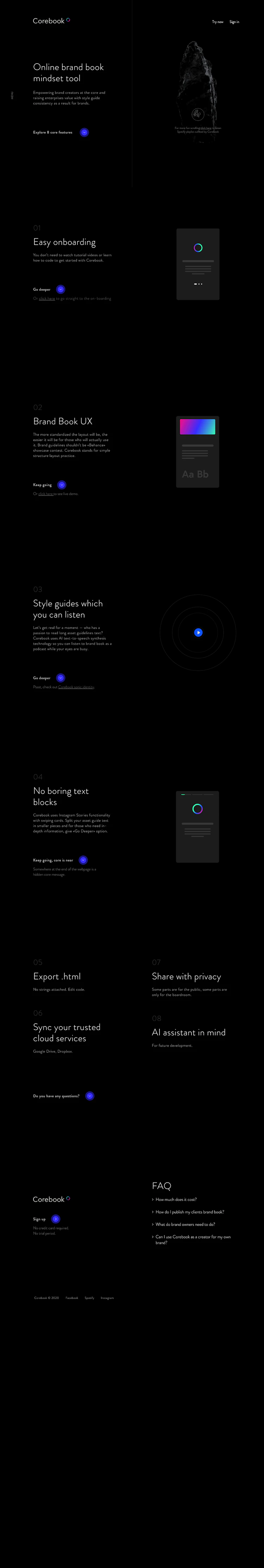 Corebook Landing Page screenshot