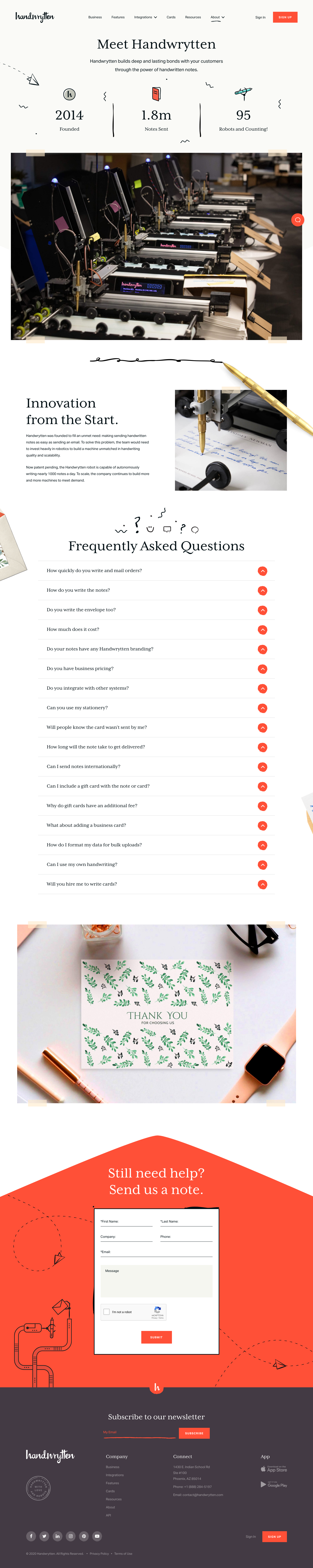 Handwrytten About screenshot