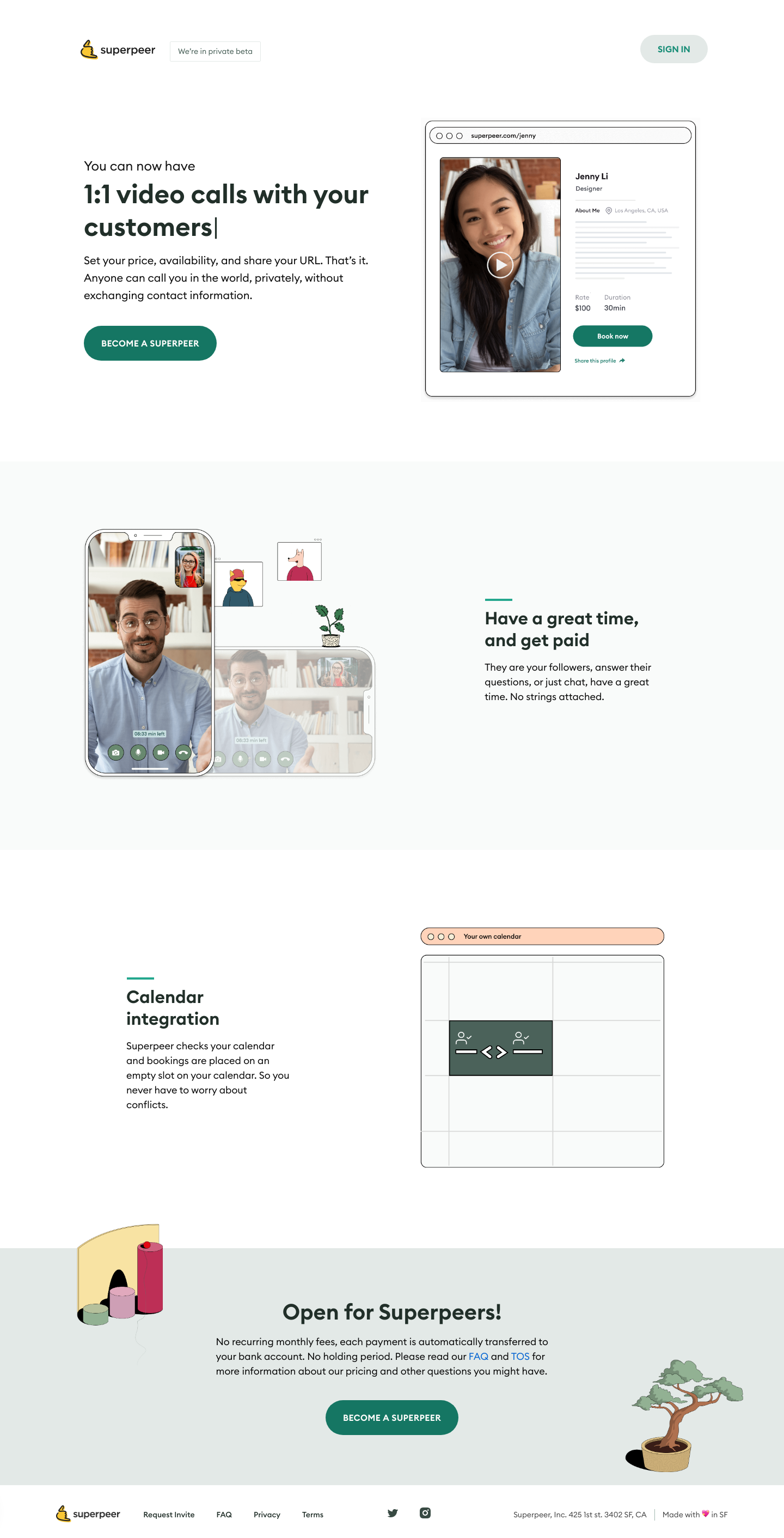 Superpeer Landing Page screenshot